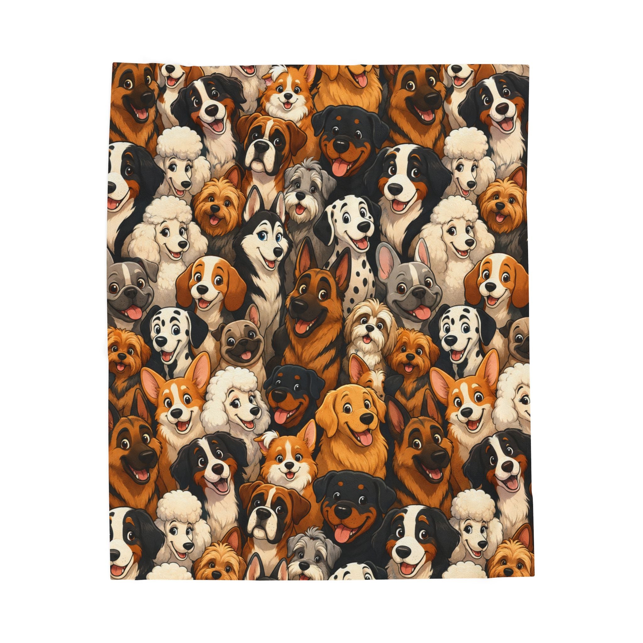 Different breed dog blanket fun cartoon art