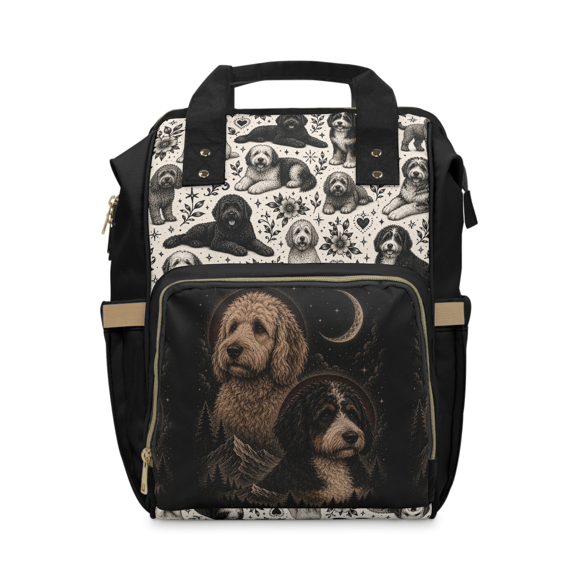 Bernedoodle Moonlit Adventure Multifunctional Backpack
