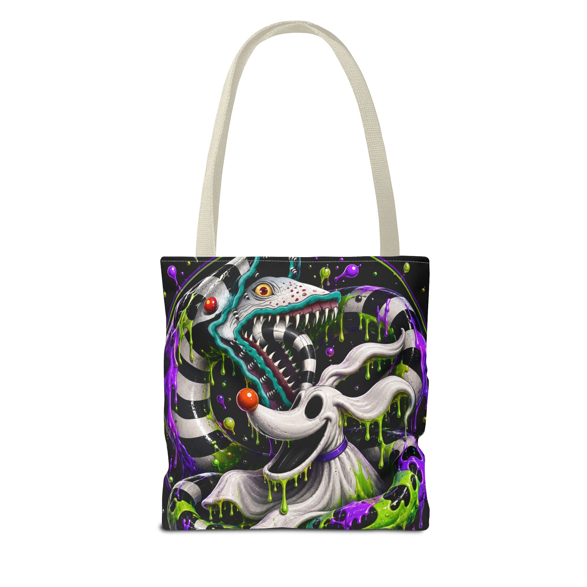 Ghostly sandworm and zero Horror Tote Bag – Neon Art