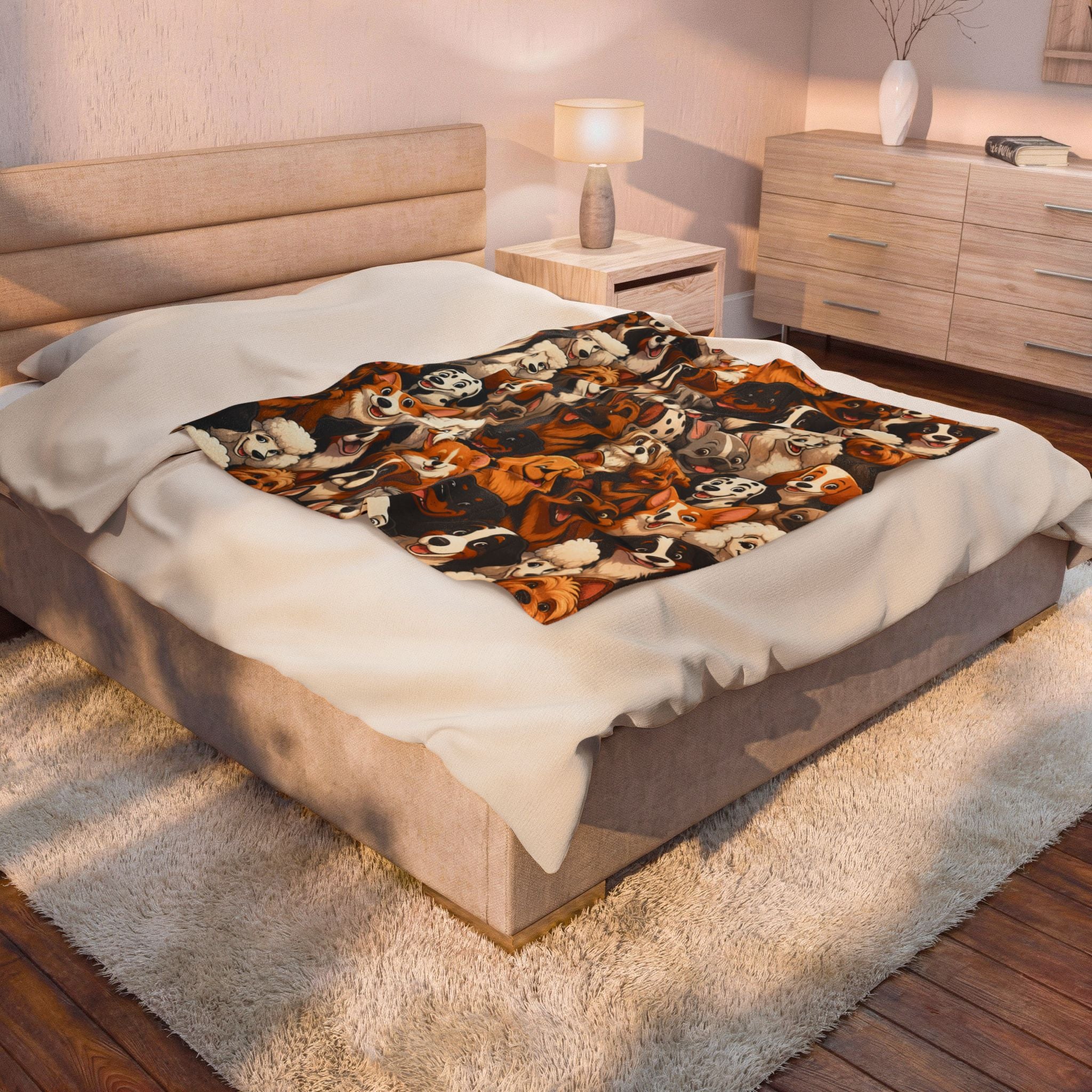 Different breed dog blanket fun cartoon art