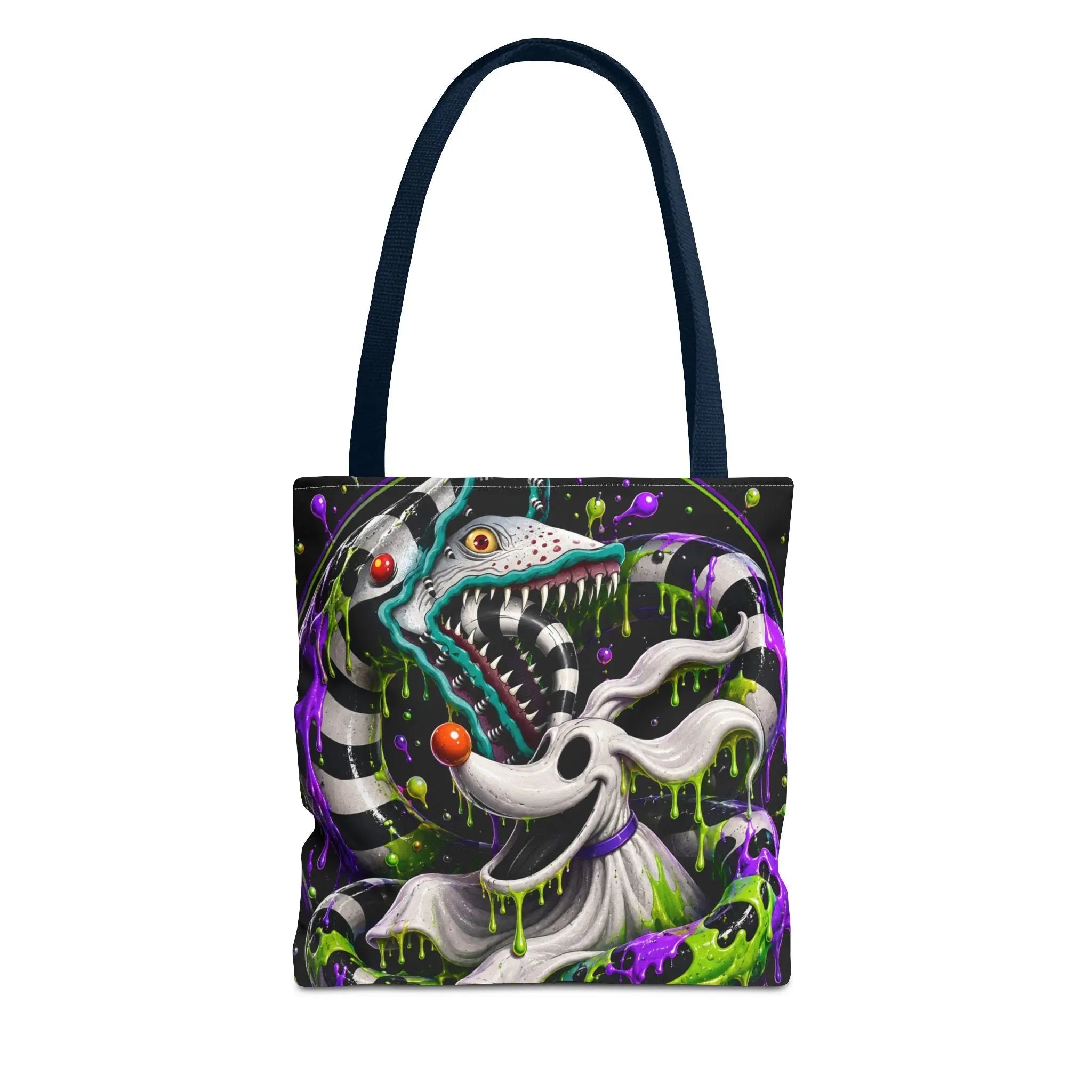 Ghostly sandworm and zero Horror Tote Bag – Neon Art Printify