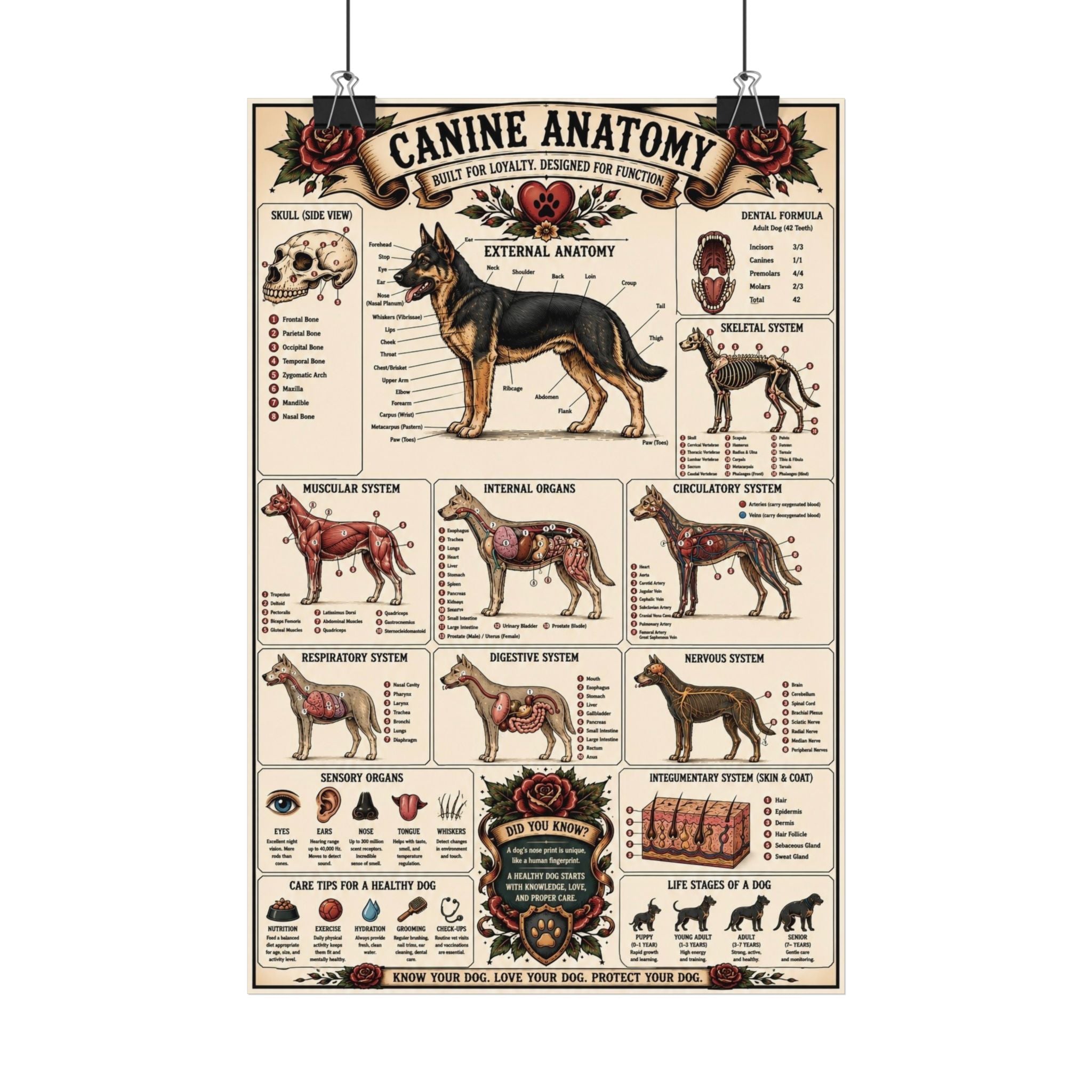 Satin Posters canine anatomy poster
