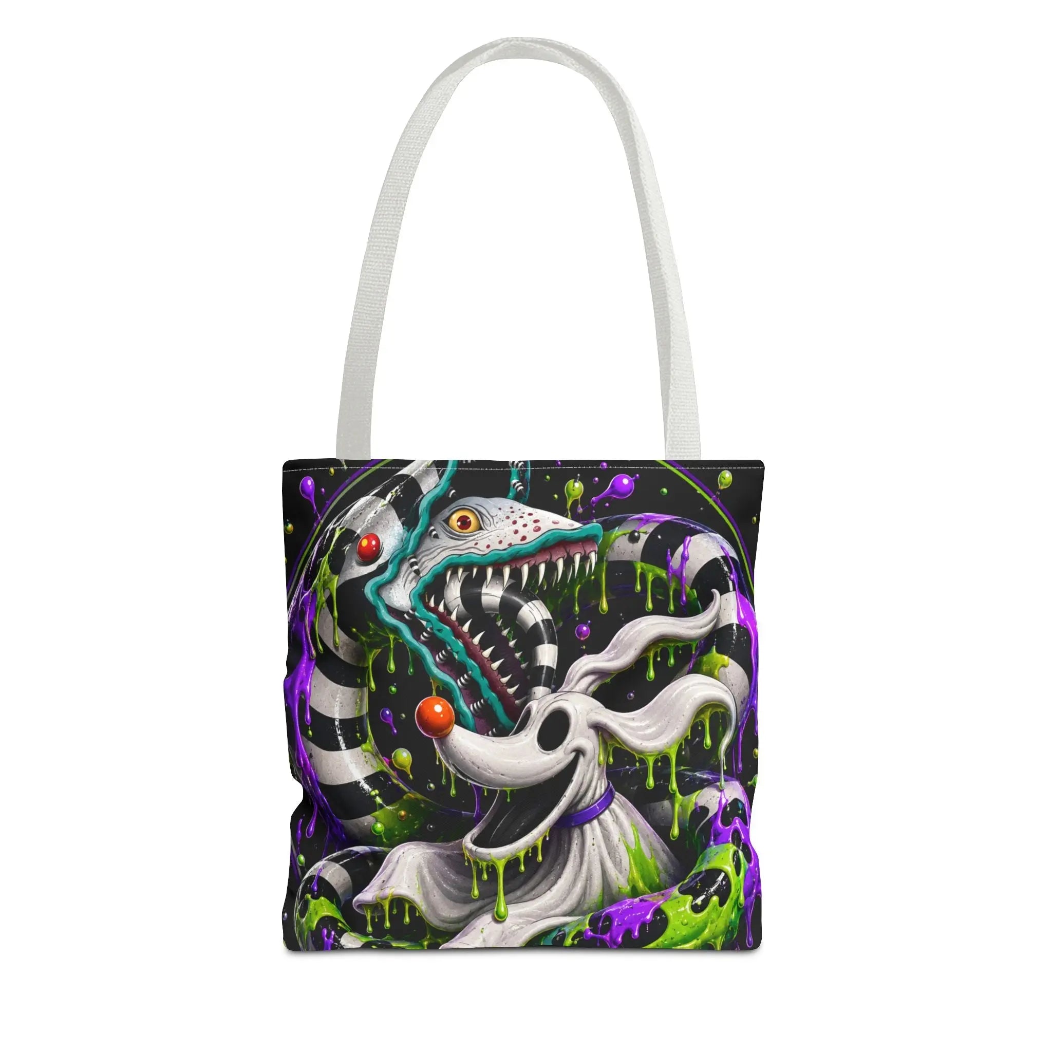 Ghostly sandworm and zero Horror Tote Bag – Neon Art Printify