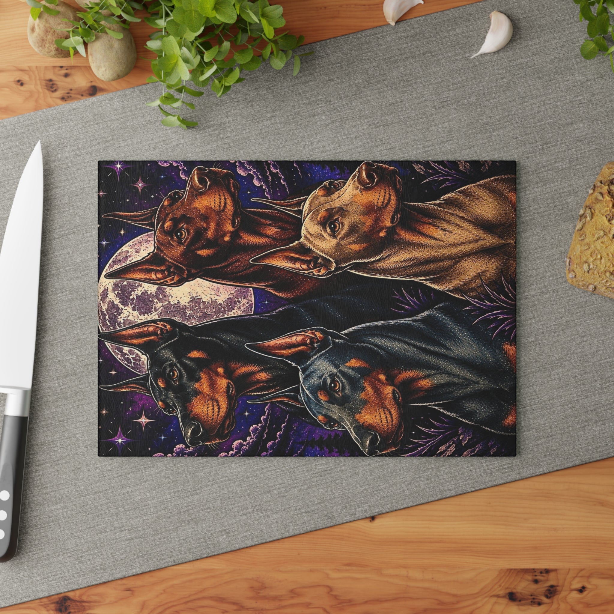 Glass Cutting Board Doberman