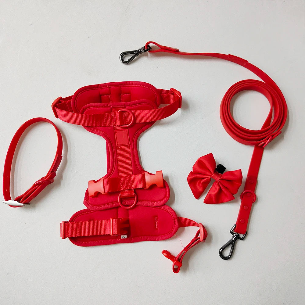 High Quality Adjustable Silicone Dog Harness Set Waterproof Multi-Color PVC for Pet Cat and Dog Walking Personalized